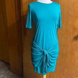 Michael Stars Tie Front Tee Shirt Dress Emerald Green Medium